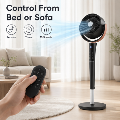 QuietCool™ 20dB Bedroom Pedestal Fan with Remote