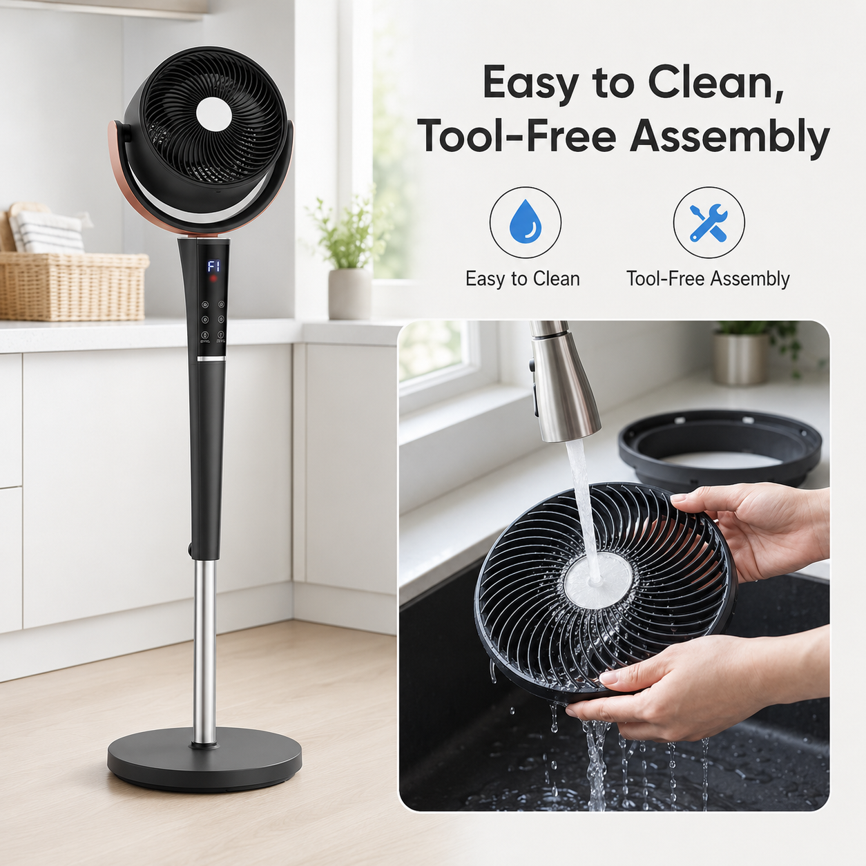 QuietCool™ 20dB Bedroom Pedestal Fan with Remote